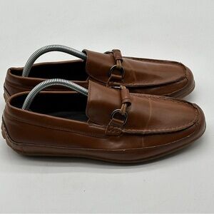 Van Heusen Size 8.5 M Drive Brown Memory Foam Bronze Accent Slip On Dress Shoe